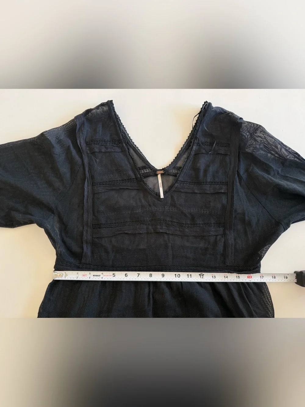 Free People Berlin mini dress sheer mesh lace ruffle trim Flowy beach cover